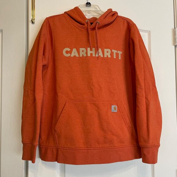 Carhartt Other - Carhartt Logo Hoodie Relaxed Fit Men‎ Size M Orange Midweight Sweatshirt